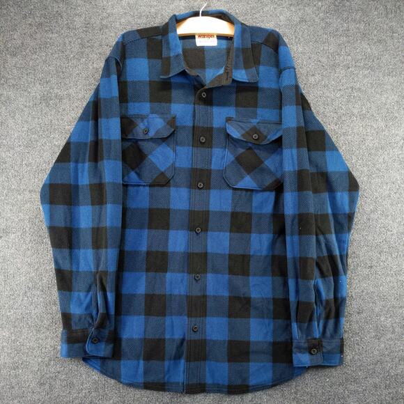 Wrangler Authentics Button Up Long Sleeve Shirt Size XLT Blue Plaid - Picture 2 of 10